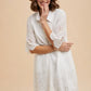 Annie Wear Embroidered Scallop Edge Detail Mini Shirt Dress