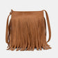 Suede Fringe Shoulder Bag - DAVERRI FASHIONS
