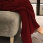 Deep red ribbed knit pants from plus size sweater set