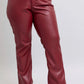 Judy Blue High Waist Tummy Control Faux Leather Straight Pants Plus Size - DAVERRI FASHIONS