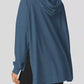 Daverri Fashions slate blue oversized drawstring side slit hoodie