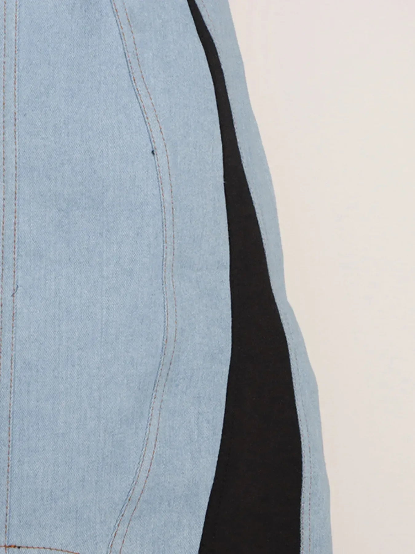 Contrast Adjustable Strap Denim Dress - DAVERRI FASHIONS