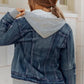 Faux Two-Piece Hooded Zip-Up Denim Jacket - DAVERRI FASHIONS