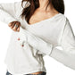 Exposed Seam Notched Long Sleeve T-Shirt - DAVERRI FASHIONS