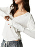 Exposed Seam Notched Long Sleeve T-Shirt - DAVERRI FASHIONS