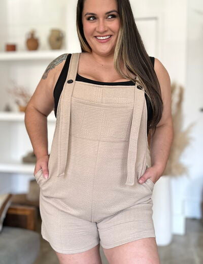 Double Take Textured Shortalls Plus Size Shortalls