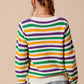 SO ME Mardi Gras Color Stripe Knit Sweater Top with vibrant stripes