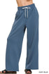 Zenana Scuba Drawstring Pants Dusty Blue - DAVERRI FASHIONS