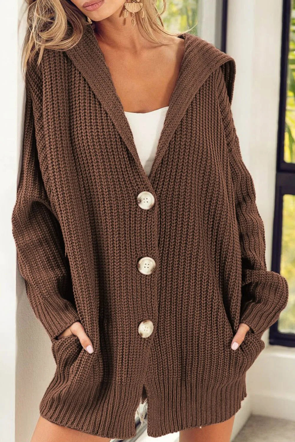 Button Down Collared Neck Cardigan | Cardigans Daverri Fashions