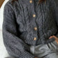 Cable Knit Button-Down Cardigan - DAVERRI FASHIONS