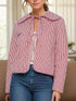 Tied Striped Long Sleeve Jacket - DAVERRI FASHIONS