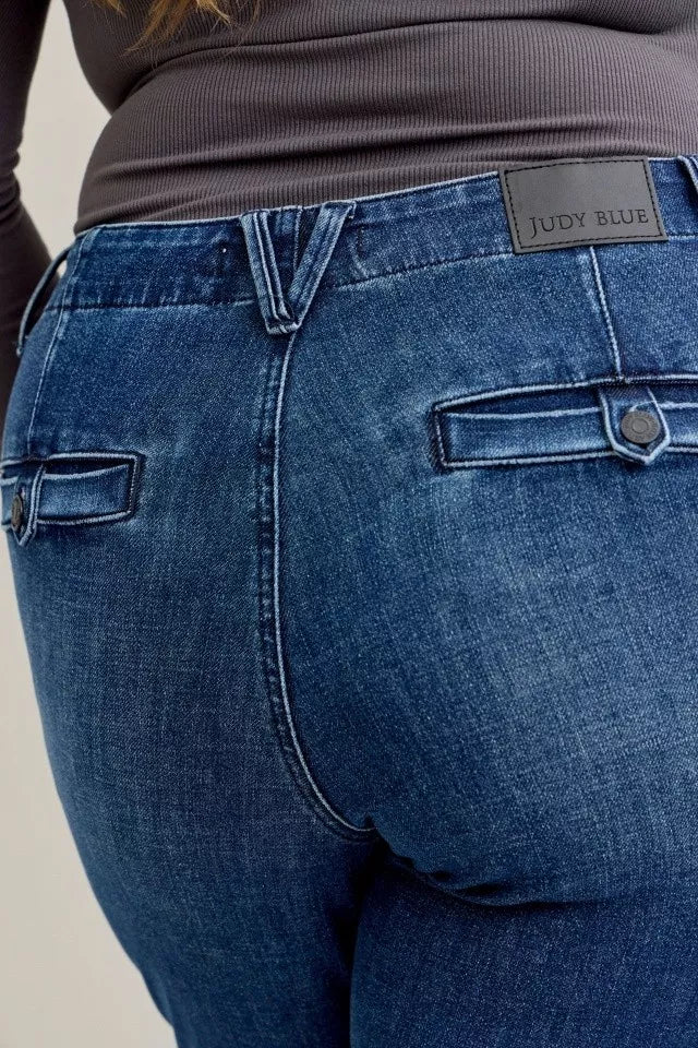 Judy Blue Full Size Mid Rise Bootcut Jeans with Welt Pockets Plus Size | Jeans Daverri Fashions