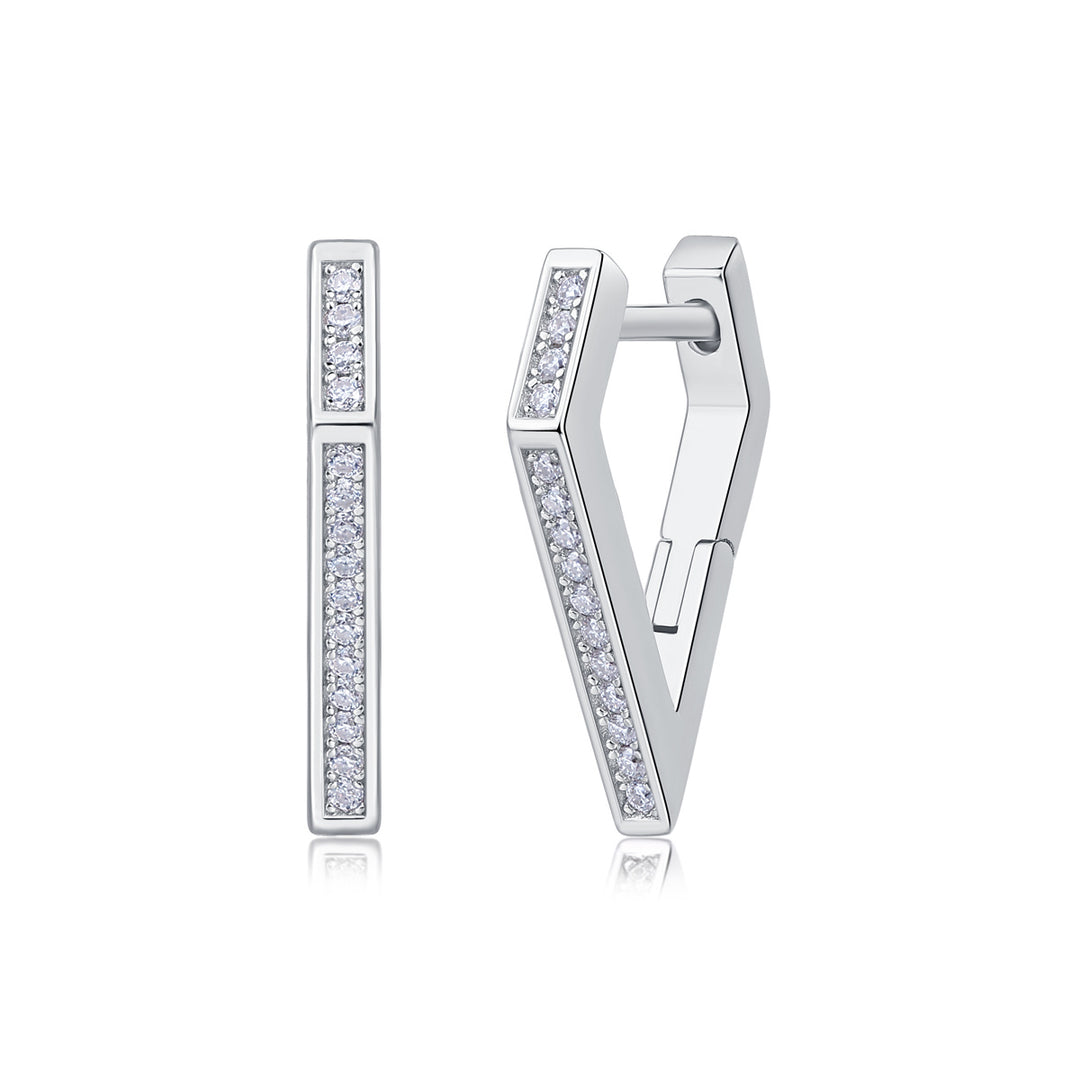 Moissanite S925 Sterling Silver Small Geometric Hoop Earrings | Earrings Daverri Fashions