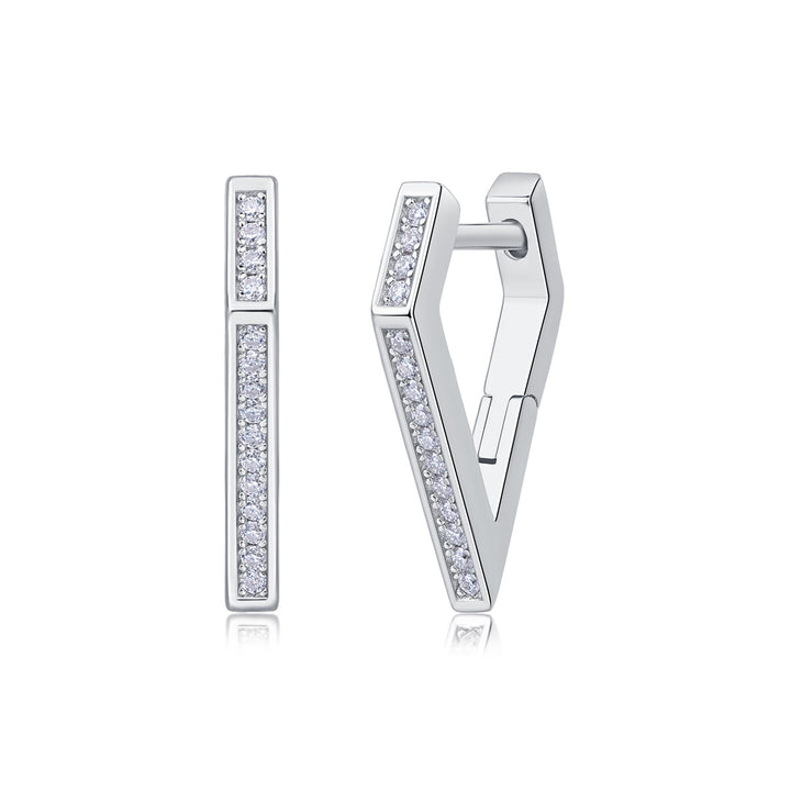 Moissanite S925 Sterling Silver Small Geometric Hoop Earrings | Earrings Daverri Fashions