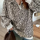 Leopard Print Quarter-Zip Sweatshirt - DAVERRI FASHIONS
