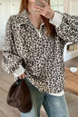 Leopard Print Quarter-Zip Sweatshirt - DAVERRI FASHIONS