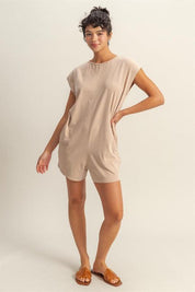 HYFVE Round Neck Cap Sleeve Relaxed Fit Breezy Romper | Rompers Daverri Fashions