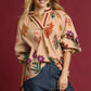 Umgee Floral Print Flounce Sleeve Blouse - DAVERRI FASHIONS