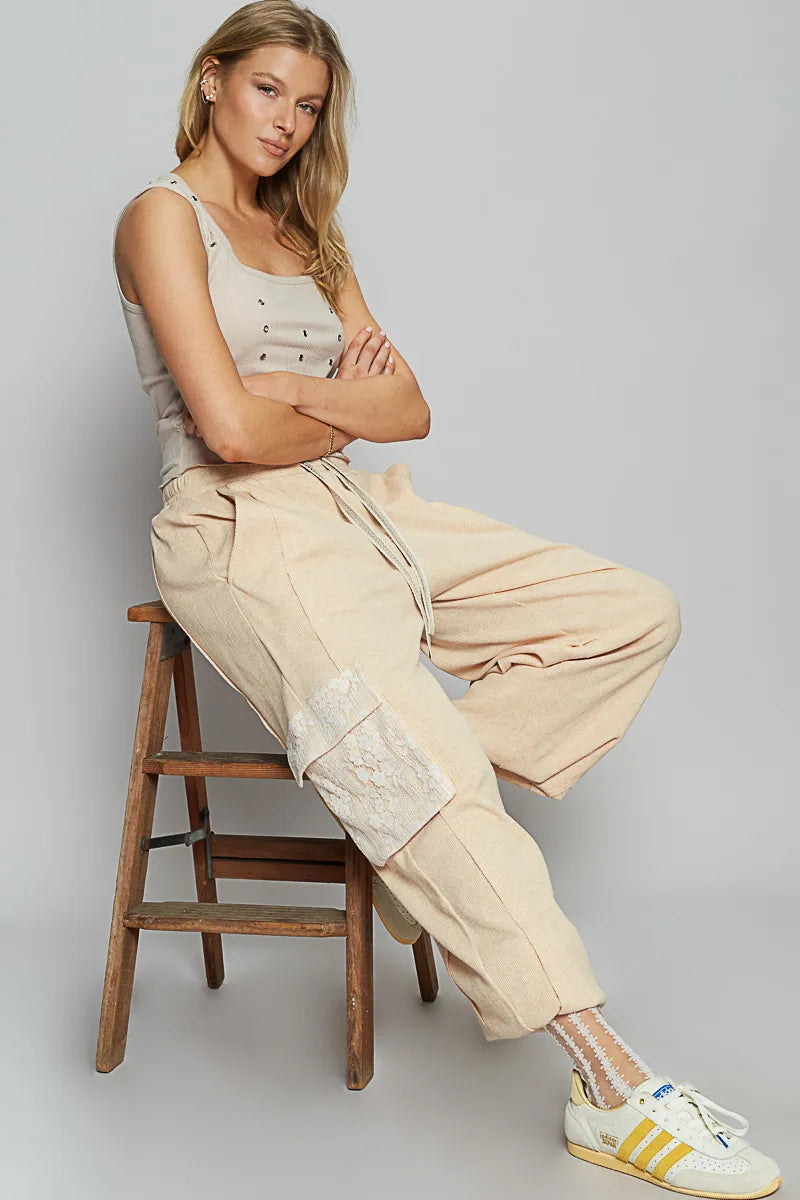 POL Drawstring Lace Pocket Patch Joggers | Joggers Daverri Fashions