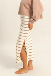 HYFVE Side Slit Striped Bodycon Sweater Skirt | Sweaters Daverri Fashions
