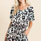 BiBi Gradation Leopard Soft Knit V-neck Romper LT.BLUE TAUPE Rompers