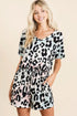 BiBi Gradation Leopard Soft Knit V-neck Romper LT.BLUE TAUPE Rompers