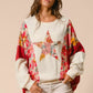 BiBi Floral Print Mixed Star Patch Round Neck Sweatshirt - DAVERRI FASHIONS