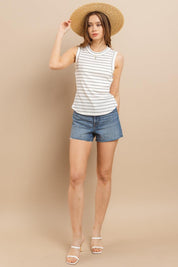 Striped Round Neck Tank Top Tank Tops