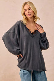 BiBi Mineral Washed French Terry Oversized Sweatshirt | Sweatshirts Daverri Fashions