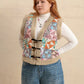 Plus Size Printed Sherpa Vest Coat - DAVERRI FASHIONS