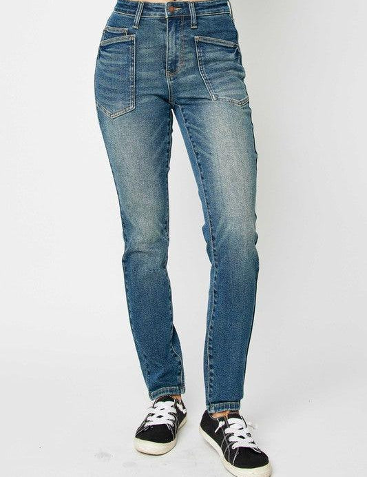 Dark Judy Blue Full Size High Waist Skinny Jeans | Jeans Daverri Fashions