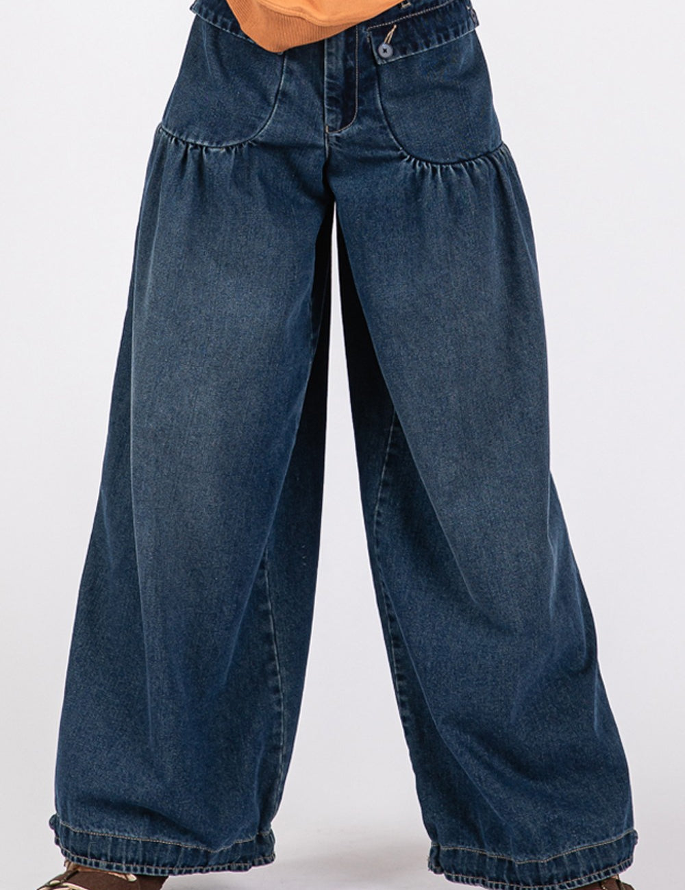 SAGE + FIG Mid-Rise Cargo Jeans with Pockets Denim Blue M Jeans