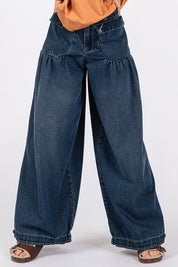 SAGE + FIG Mid-Rise Cargo Jeans with Pockets Denim Blue M Jeans