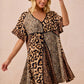BiBi Leopard Prints Mix and Match Short Sleeves Dress Mini Dresses