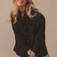 BiBi Button Up Washed Jacket with Pockets Black Charcoal S