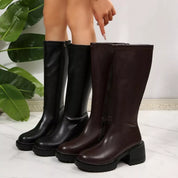 Round Toe Block Heels Boots | Boots Daverri Fashions