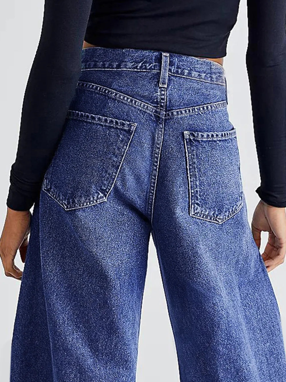 Raw Hem Wide Leg Jeans with Pockets | Jeans Daverri Fashions