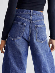 Raw Hem Wide Leg Jeans with Pockets | Jeans Daverri Fashions