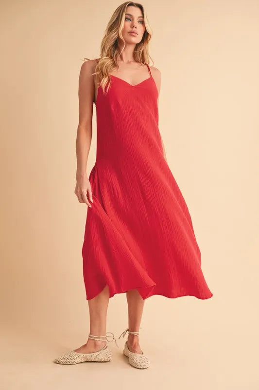 Aemi+Co Side Button Midi Cami Dress