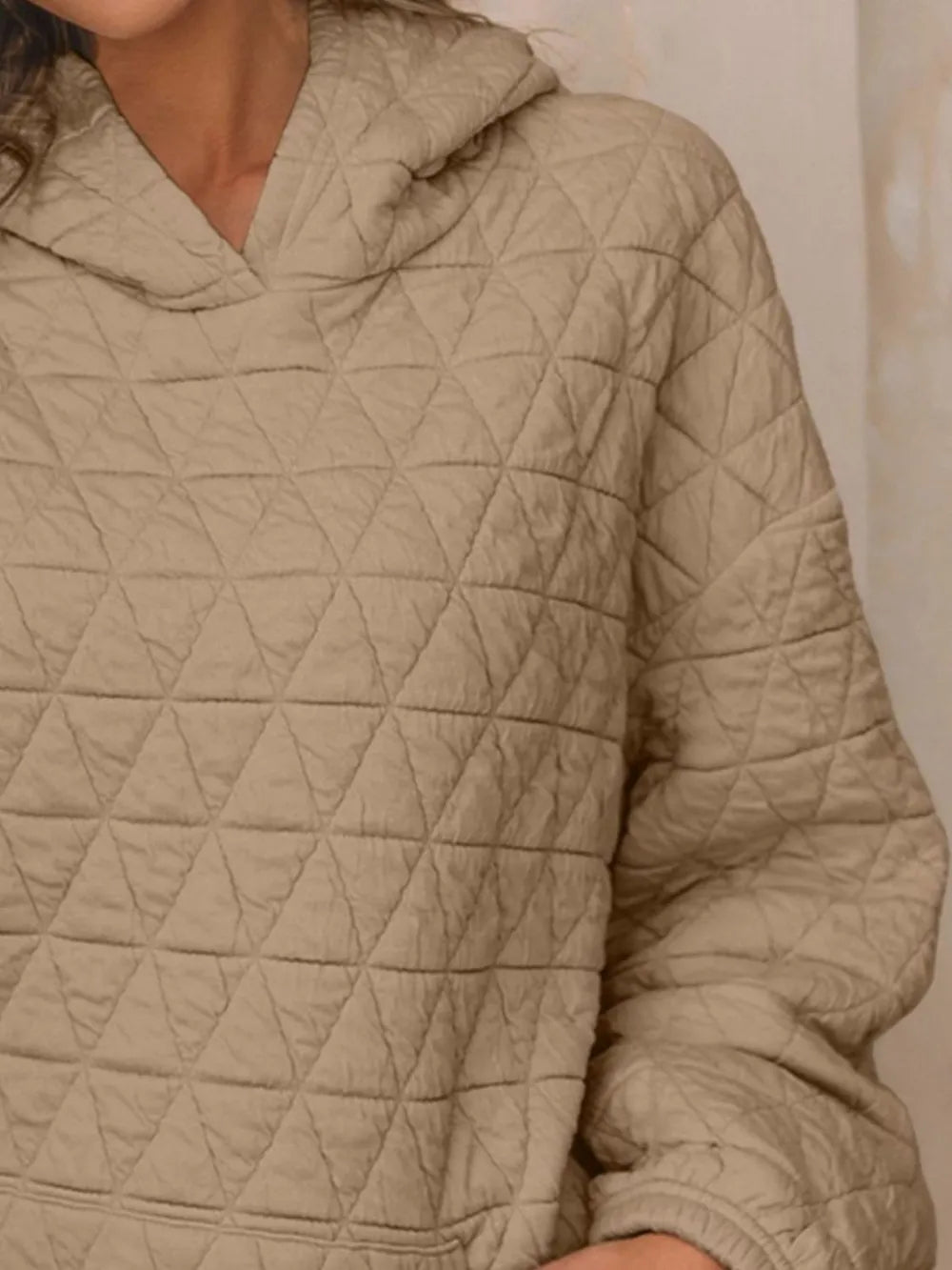 Textured Long Sleeve Hoodie with Pockets | Hoodies Daverri Fashions