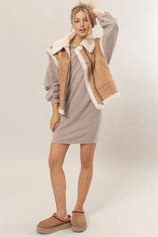 HYFVE Fur-Contrast Zip Up Suede Vest | Vest Jackets Daverri Fashions