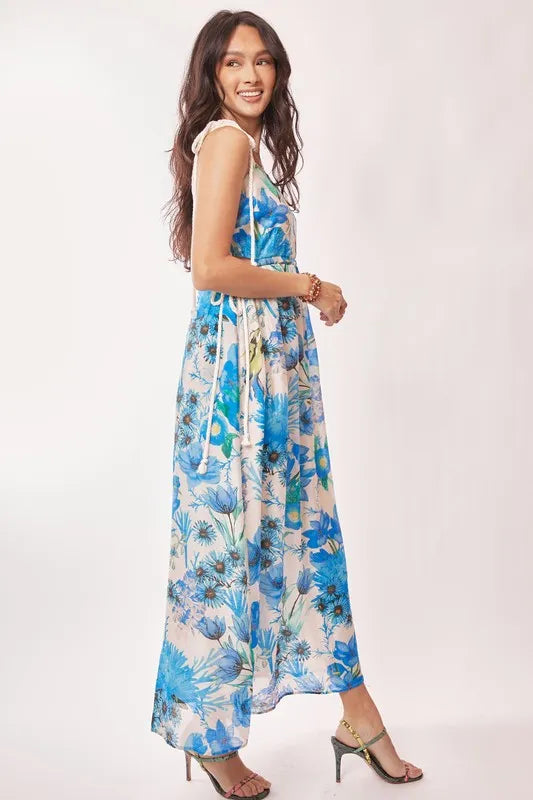 Davi & Dani Tropical Boho Printed Detail Cut Out Maxi Dress Maxi Dresses
