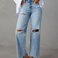 Distressed Straight Leg Jeans with Pockets - DAVERRI FASHIONS
