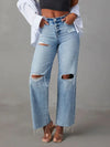 Distressed Straight Leg Jeans with Pockets - DAVERRI FASHIONS
