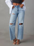 Distressed Straight Leg Jeans with Pockets - DAVERRI FASHIONS