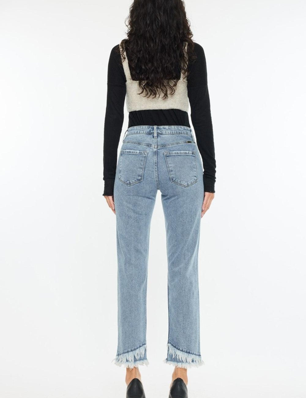Kancan Raw Hem High Rise Straight Jeans | Daverri Fashions