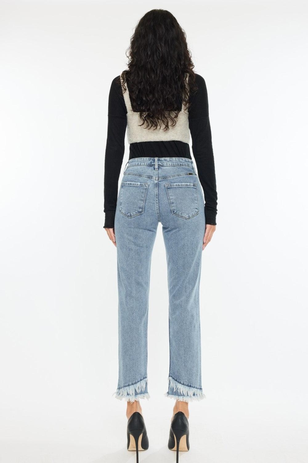 Kancan Raw Hem High Rise Straight Jeans | Daverri Fashions