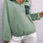 Half Zip Dropped Shoulder Pullover - DAVERRI FASHIONS