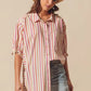 SO ME Multicolored Stripe Button Down Shirt PINK COMBO