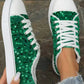 Sequin Round Toe Flat Sneakers - DAVERRI FASHIONS